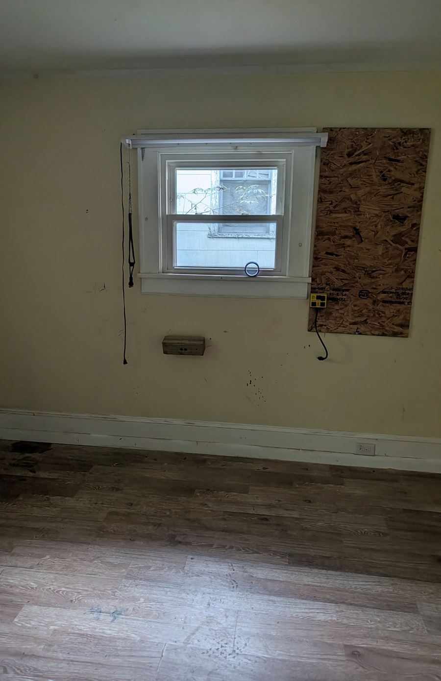 After: the same room empty and swept